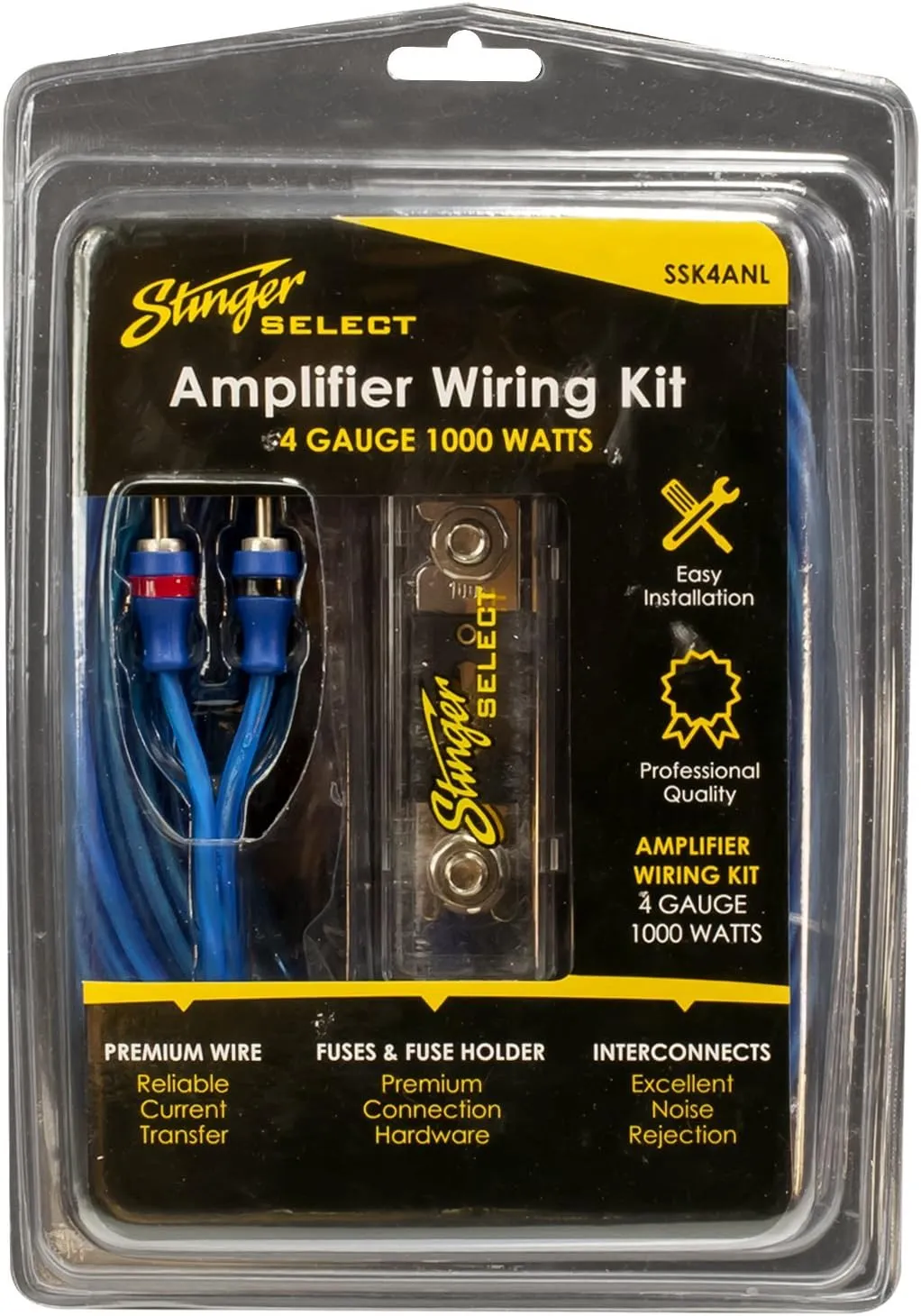 STINGER SSK4ANL 4Ga 1000W Complete Wiring Kit, blue, "10.25"" x 7"" x 4"""