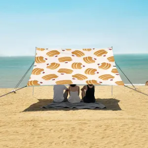 Strawberry Cream Pancake Beach Canopy Tent Anti-UV & Wind Resistant, Camping Sun Shelter Easy Setup Portable,Outdoor Shade Tents with Sandbags,Sand Shovels,Ground Pegs & Stability Poles