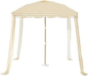 Striped Beach Cabana 6.5 x 6.5 FT UPF 50 Sun Shelter with Vent Sand Pockets and Wind Resistant Easy Setup Portable Beach Canopy Tent for Outdoor Shade (Sunshine)
