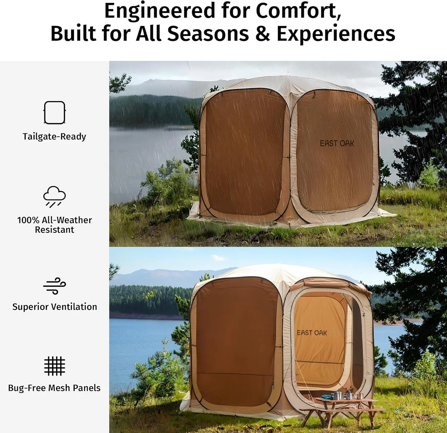 Sunshades Patio, Waterproof Canopy Walls Bag Pop Beach Beige Mesh Gazebo Shelter with Secure payment options Outdoor Carry and with Camping, Up OAK | Screen Customer-focused for EAST House | Portable | | Tent with 4/6