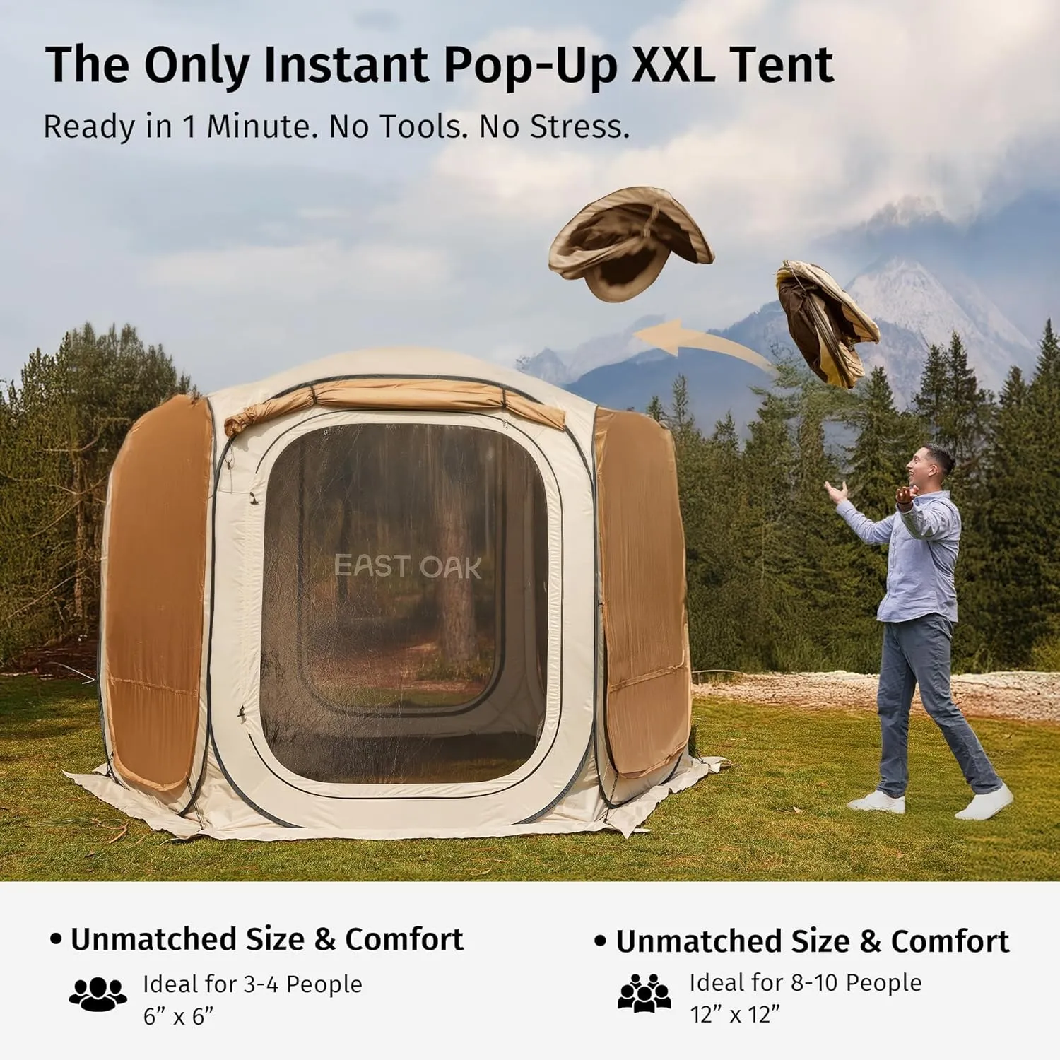 Sunshades Patio, Waterproof Canopy Walls Bag Pop Beach Beige Mesh Gazebo Shelter with Secure payment options Outdoor Carry and with Camping, Up OAK | Screen Customer-focused for EAST House | Portable | | Tent with 4/6