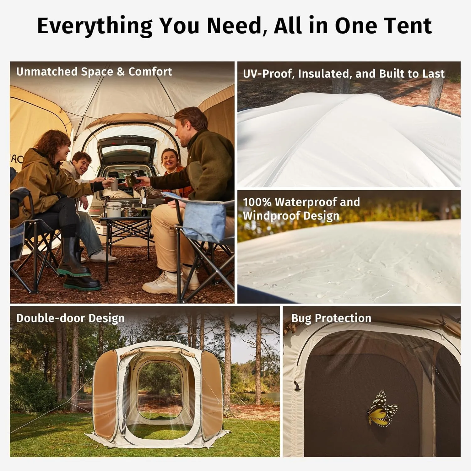 Sunshades Patio, Waterproof Canopy Walls Bag Pop Beach Beige Mesh Gazebo Shelter with Secure payment options Outdoor Carry and with Camping, Up OAK | Screen Customer-focused for EAST House | Portable | | Tent with 4/6