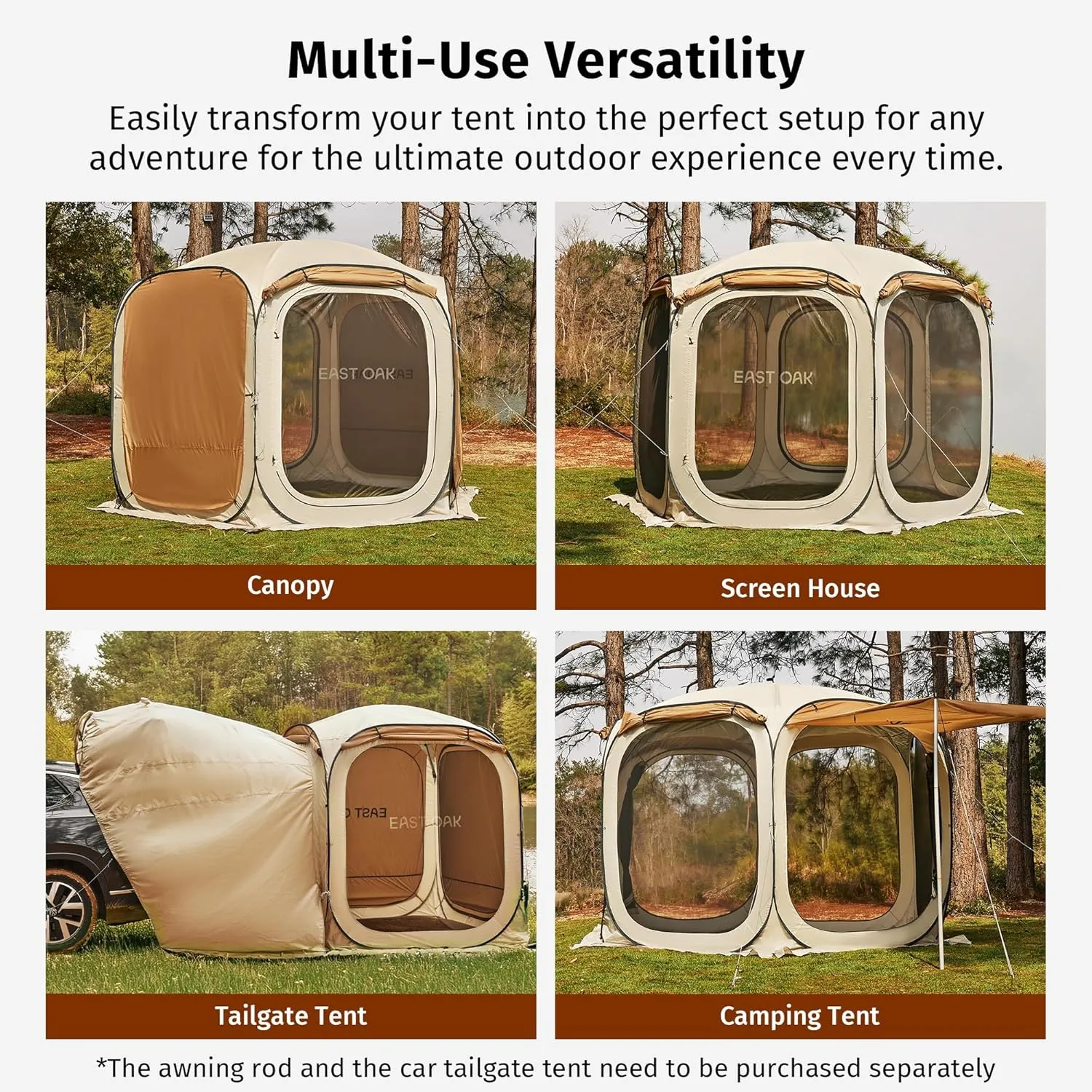 Sunshades Patio, Waterproof Canopy Walls Bag Pop Beach Beige Mesh Gazebo Shelter with Secure payment options Outdoor Carry and with Camping, Up OAK | Screen Customer-focused for EAST House | Portable | | Tent with 4/6