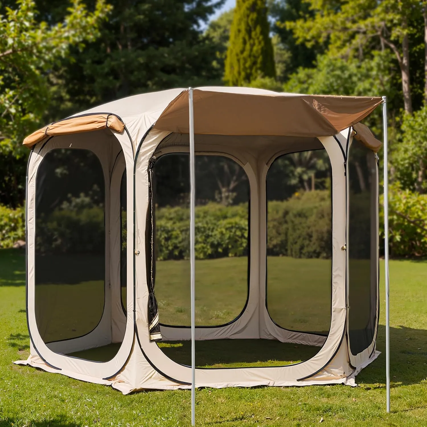 Sunshades Patio, Waterproof Canopy Walls Bag Pop Beach Beige Mesh Gazebo Shelter with Secure payment options Outdoor Carry and with Camping, Up OAK | Screen Customer-focused for EAST House | Portable | | Tent with 4/6