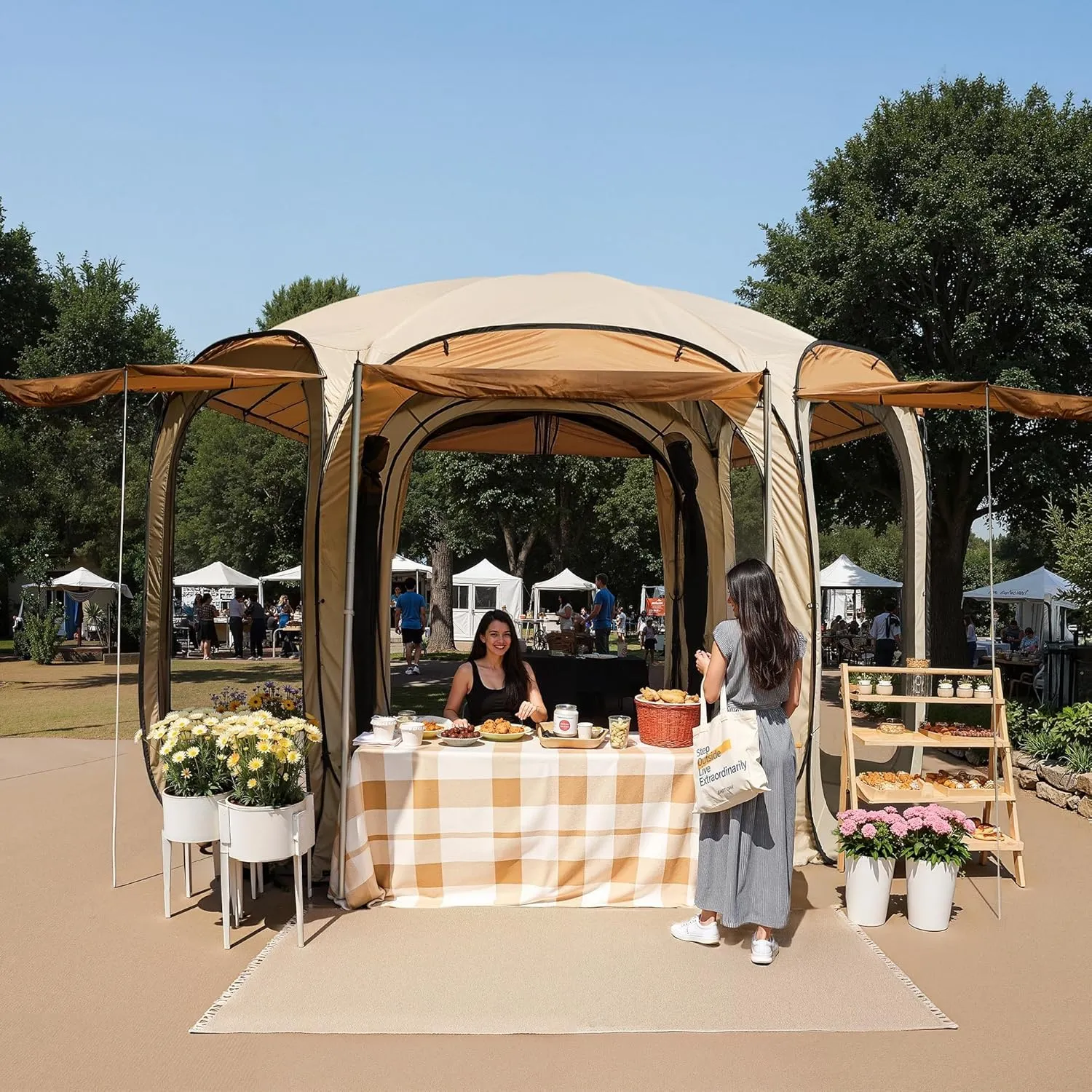 Sunshades Patio, Waterproof Canopy Walls Bag Pop Beach Beige Mesh Gazebo Shelter with Secure payment options Outdoor Carry and with Camping, Up OAK | Screen Customer-focused for EAST House | Portable | | Tent with 4/6