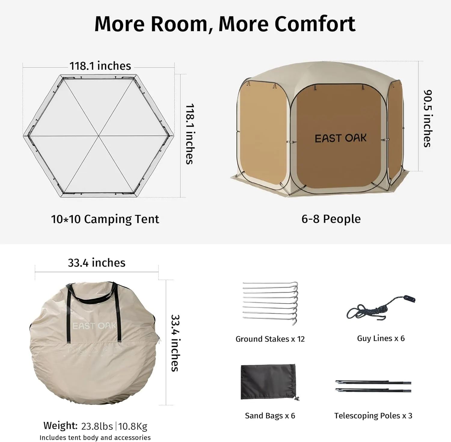 Sunshades Patio, Waterproof Canopy Walls Bag Pop Beach Beige Mesh Gazebo Shelter with Secure payment options Outdoor Carry and with Camping, Up OAK | Screen Customer-focused for EAST House | Portable | | Tent with 4/6