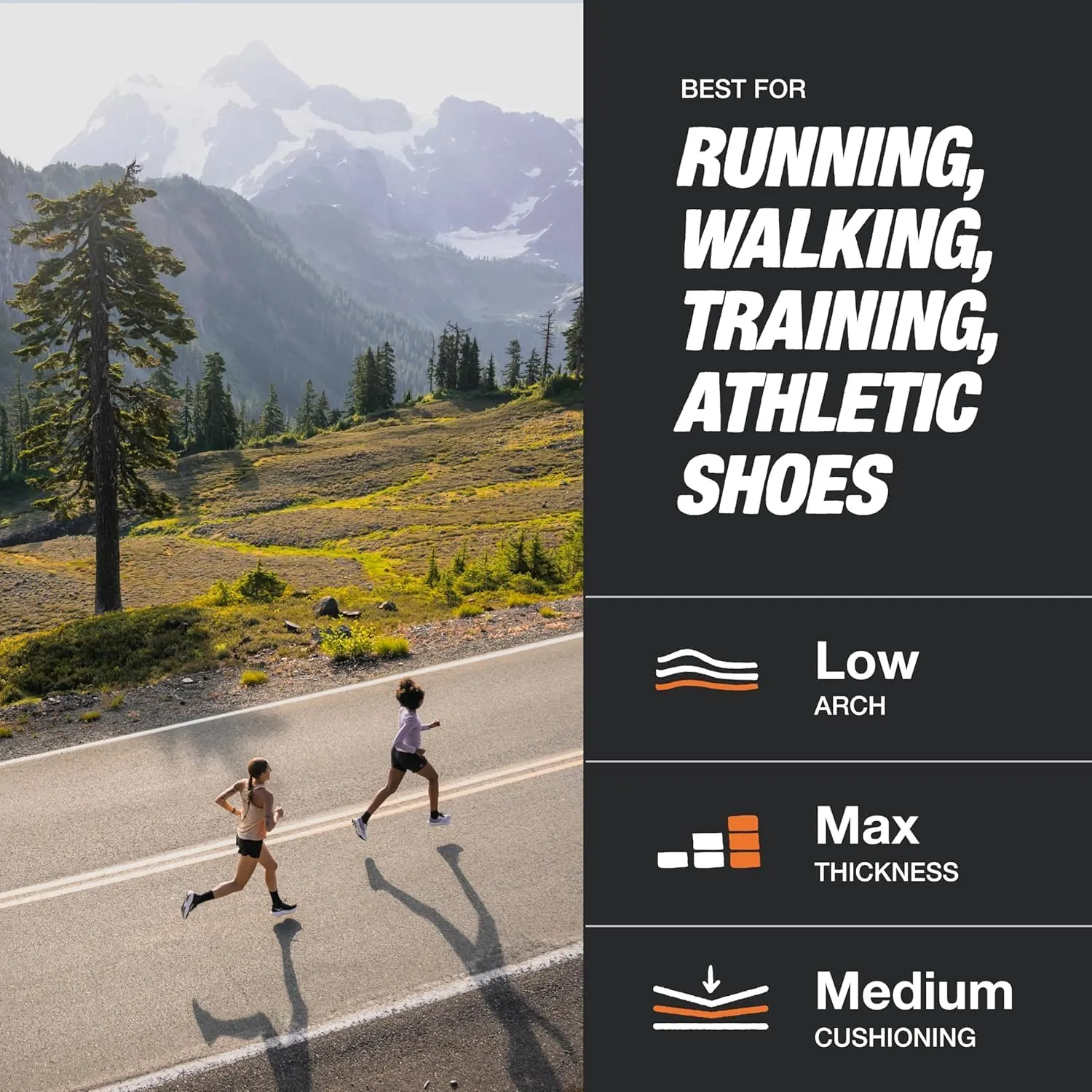 Superfeet Run Support Low Arch (V2) Insoles, 9.5-11 Men / 10.5-12 Women