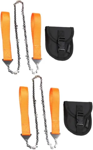 SUPVOX 2pcs Portable Chainsaw Pocket Saw for Tree Cutting Folding Hand Chain Tool Pruning Saws with Storage Case Survival Chain for Outdoor Exploring
