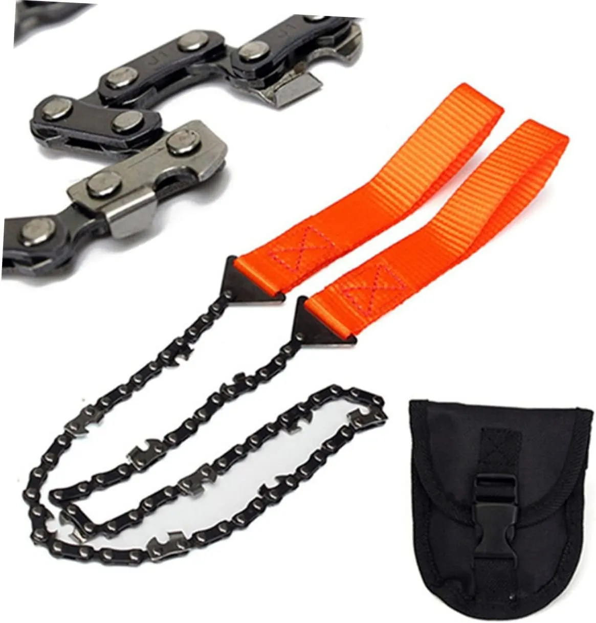 SUPVOX 2pcs Portable Chainsaw Pocket Saw for Tree Cutting Folding Hand Chain Tool Pruning Saws with Storage Case Survival Chain for Outdoor Exploring