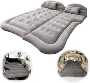 SUV Air Mattress Camping Bed Car Inflatable Mattress for Truck Backseat - Foldable Air Mattress with Flocking Surface and Pillows Portable Air Bed for Home Tent Camping Travel - Grey