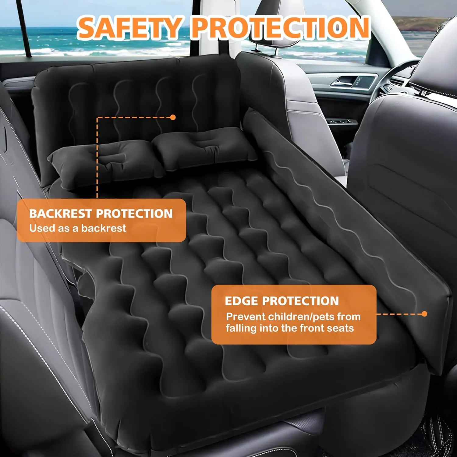 SUV Air Mattress Car Camping Bed - Inflatable Thickened and Double Car Air Mattress Bed with Air Pump Portable Foldable for Home Car Travel Camping