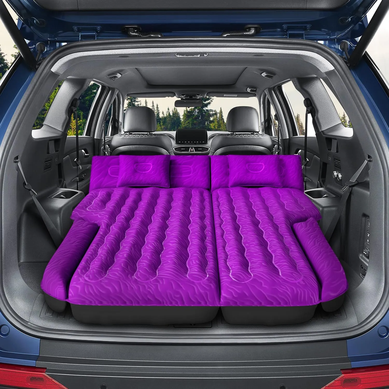 SUV Air Mattress - Double-Sided Flocking Travel Camping Bed with Air Pump & 2 Pillows