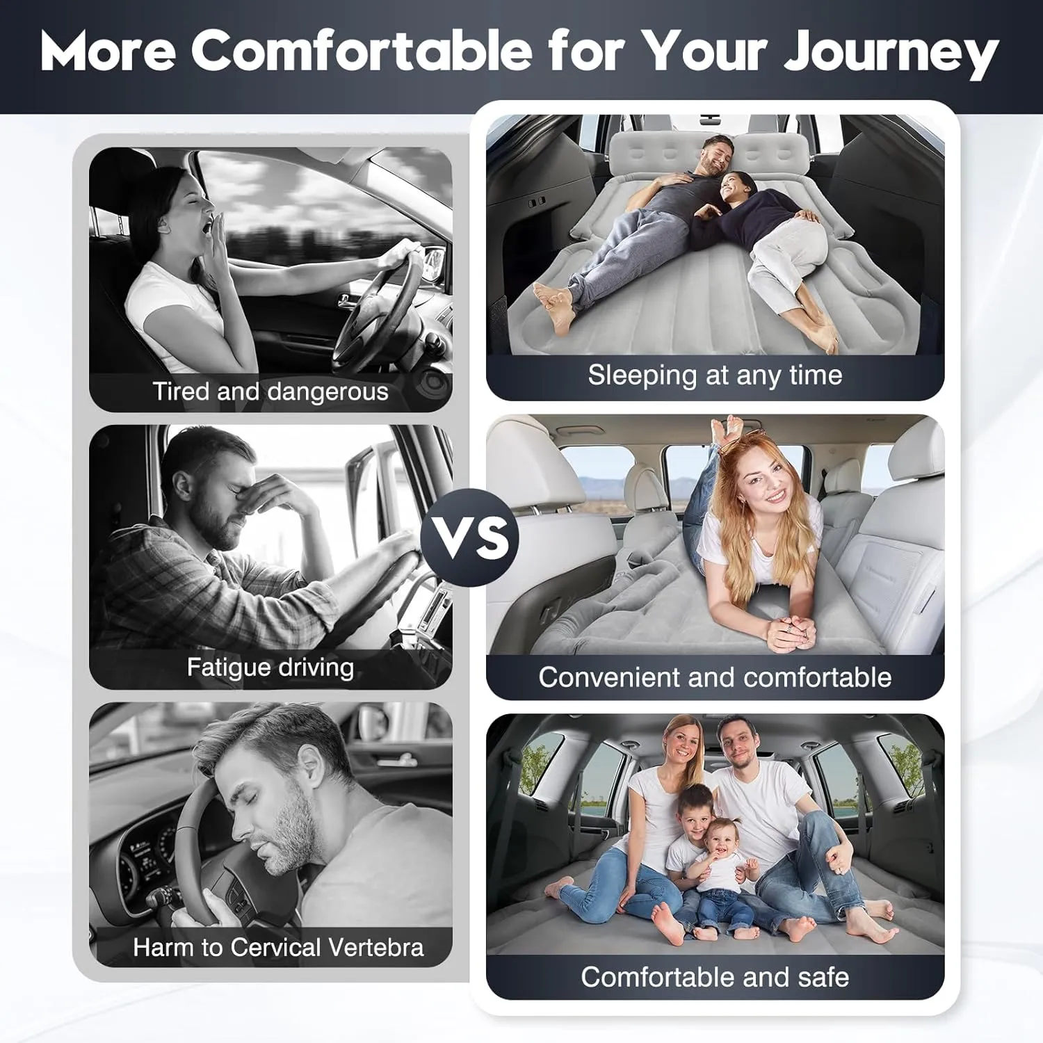 SUV Air Mattress Inflatable Car Air Mattress for Toyota 4runner RAV4, Jeep Wrangler, Ford Explorer Mattress Outdoor Travel Camping Car Bed with Built-in Pillow for SUV Trunk & Back Seat