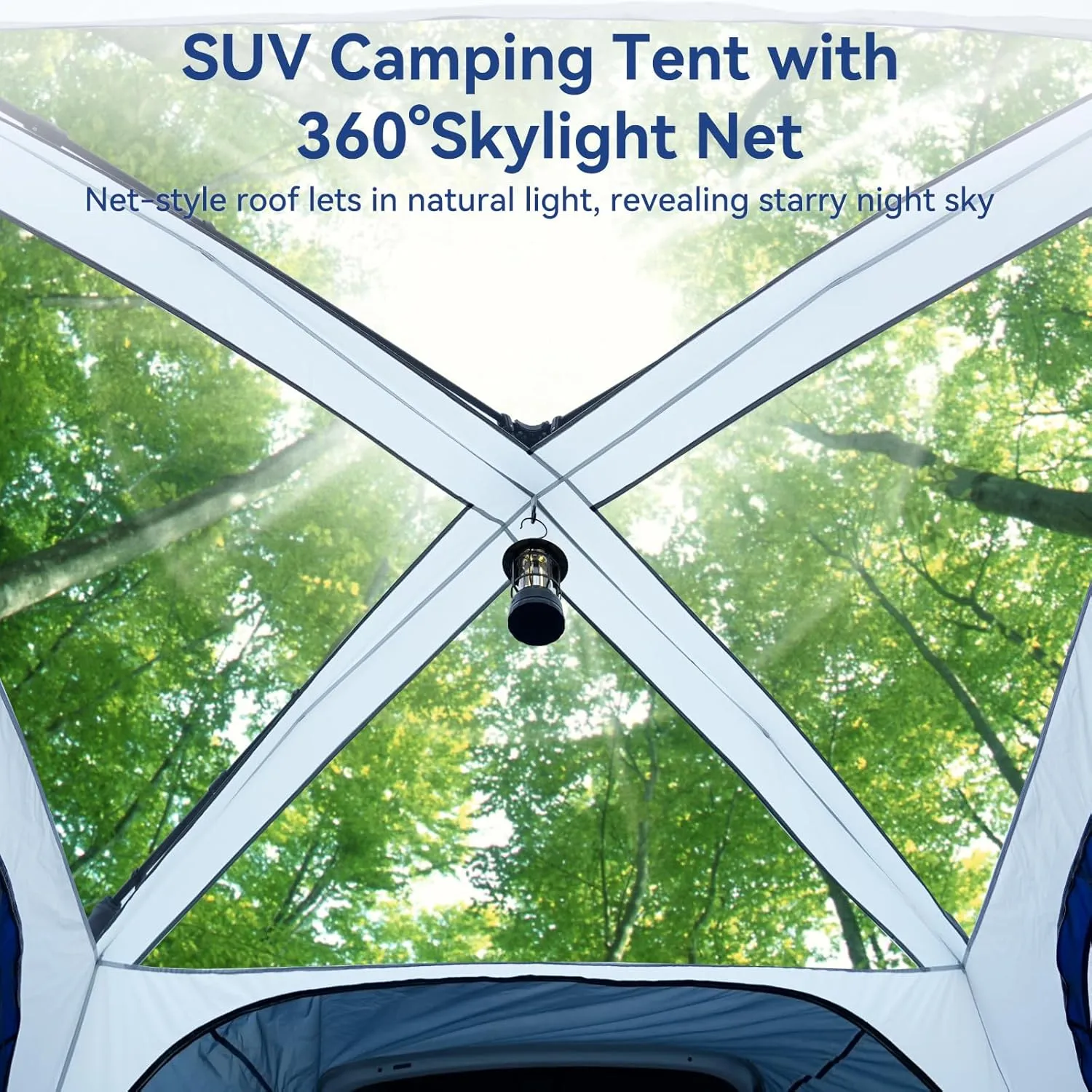 SUV Tent for Camping with Vestibule and Canopy, Waterproof 6-8 Person Automatic Car Truck Camping Tent with Rainfly, Navy Blue