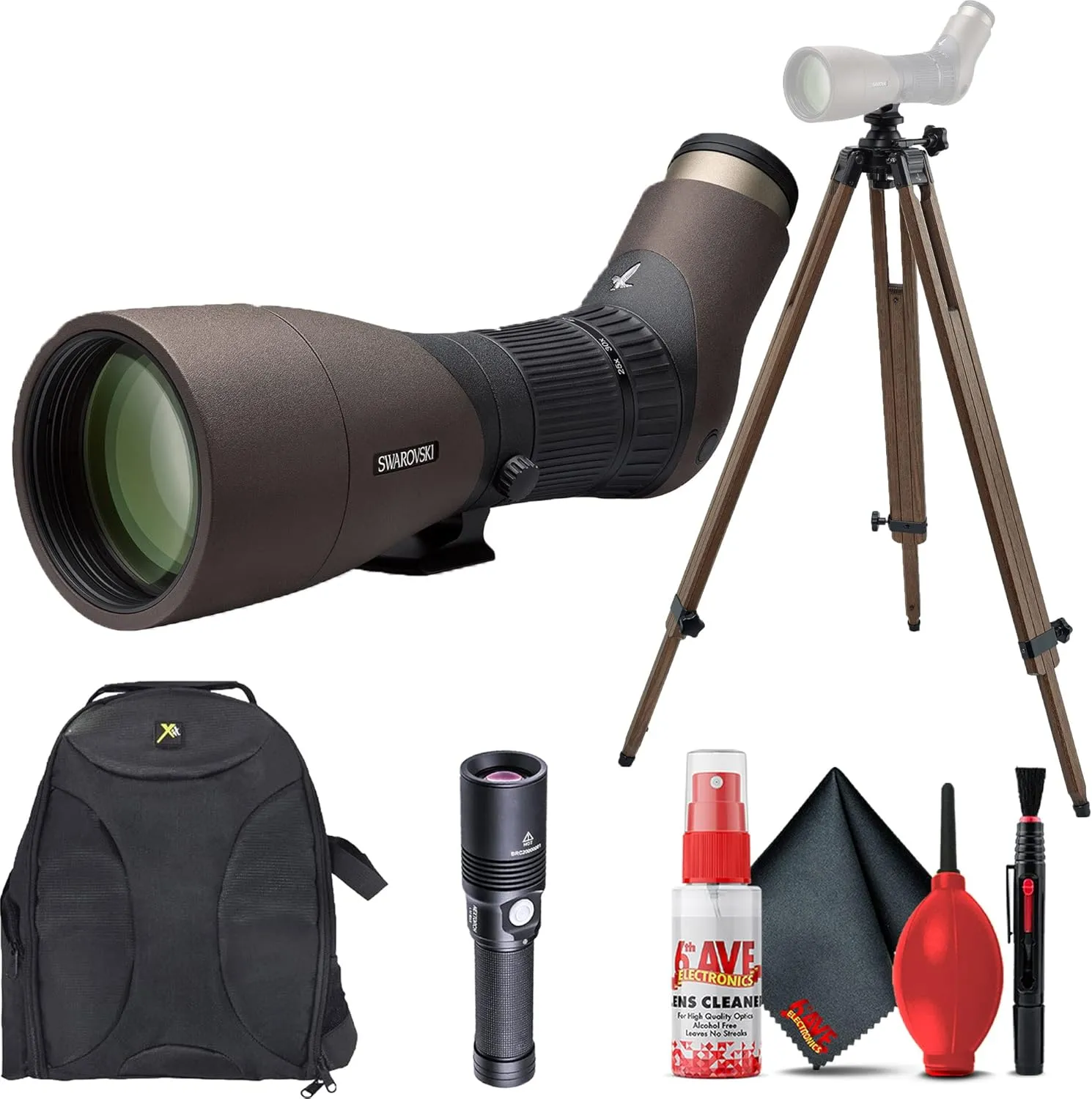 Swarovski ATX Interior 25-60x85mm Spotting Scope Kit (Angled Viewing)   Padded Backpack   Flashlight   Cleaning Kit