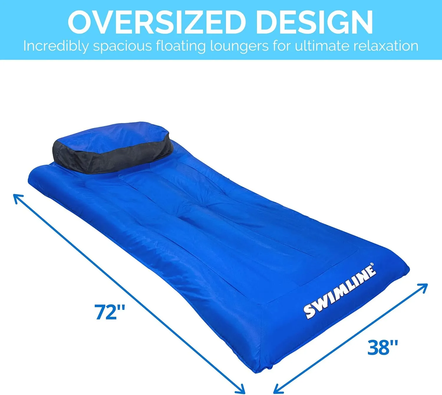 SWIMLINE ORIGINAL Fabric Covered Pool Float Mattress Lounger Raft For Adults & Kids I Comfortable Head Rest & Quick-Dry Cover For Adult Or Kid Floating & Lounging Dogs 9057