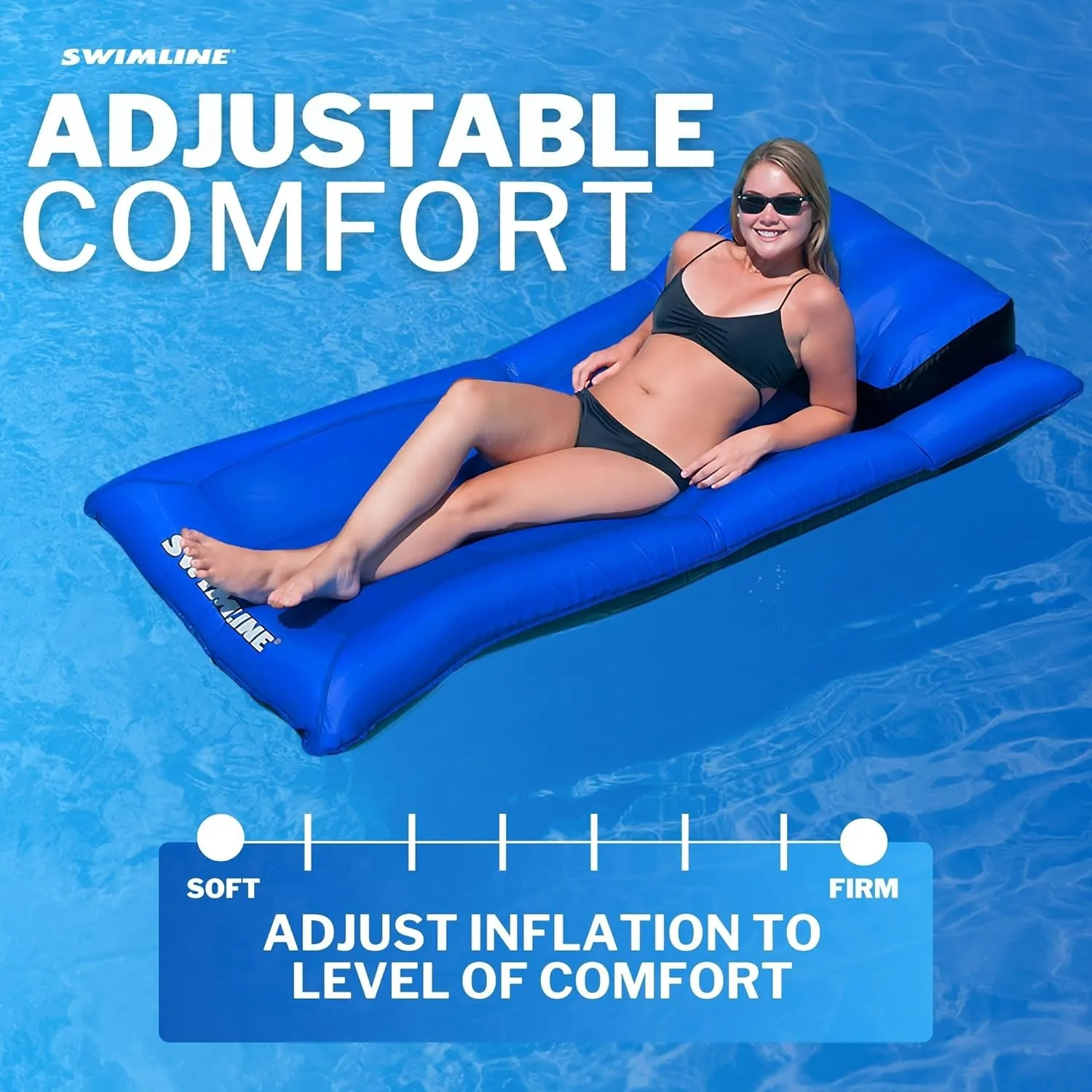 SWIMLINE ORIGINAL Fabric Covered Pool Float Mattress Lounger Raft For Adults & Kids I Comfortable Head Rest & Quick-Dry Cover For Adult Or Kid Floating & Lounging Dogs 9057