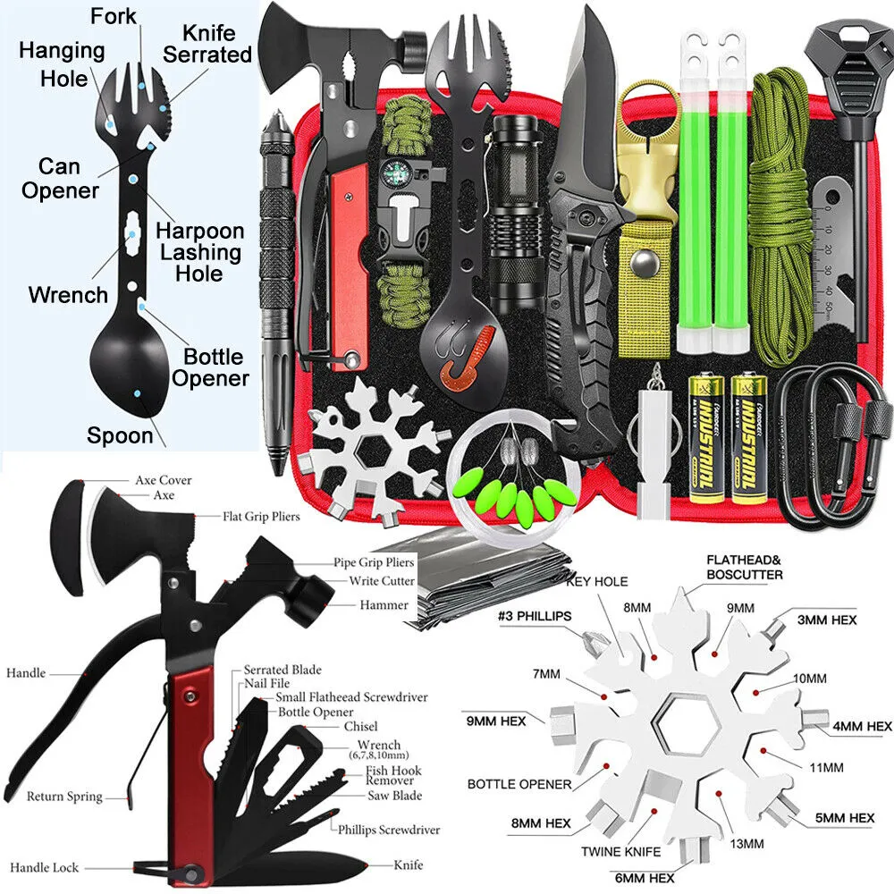 Tactical Emergency Survival Kit Outdoor Sports Tactical Hiking Camping SOS NEW