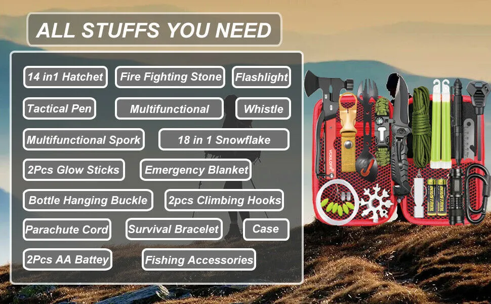 Tactical Emergency Survival Kit Outdoor Sports Tactical Hiking Camping SOS NEW