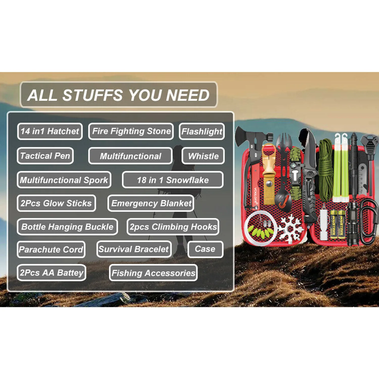 Tactical Emergency Survival Kit Outdoor Sports Tactical Hiking Camping SOS NEW