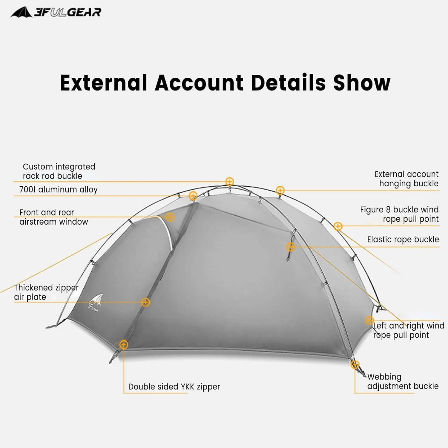 Tai Chi 2 Ultralight Tent, Bivvy Ground Tent for 2 Person Rainproof Windproof 3/4 Camping Tents Season for Outdoor, Camping, Trekking, Kayaking, Climbing, Hiking, Fishing, Hunting