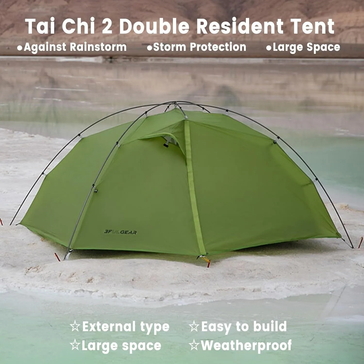 Tai Chi 2 Ultralight Tent, Bivvy Ground Tent for 2 Person Rainproof Windproof 3/4 Camping Tents Season for Outdoor, Camping, Trekking, Kayaking, Climbing, Hiking, Fishing, Hunting