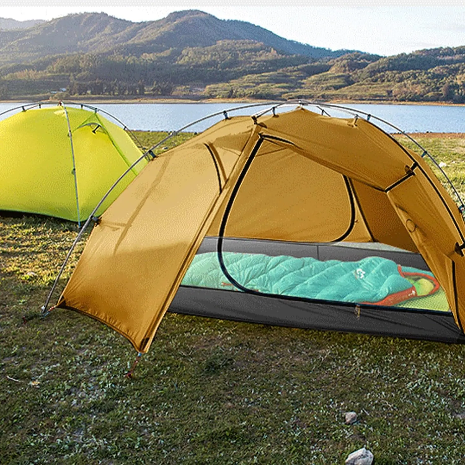 Tai Chi 2 Ultralight Tent, Bivvy Ground Tent for 2 Person Rainproof Windproof 3/4 Camping Tents Season for Outdoor, Camping, Trekking, Kayaking, Climbing, Hiking, Fishing, Hunting