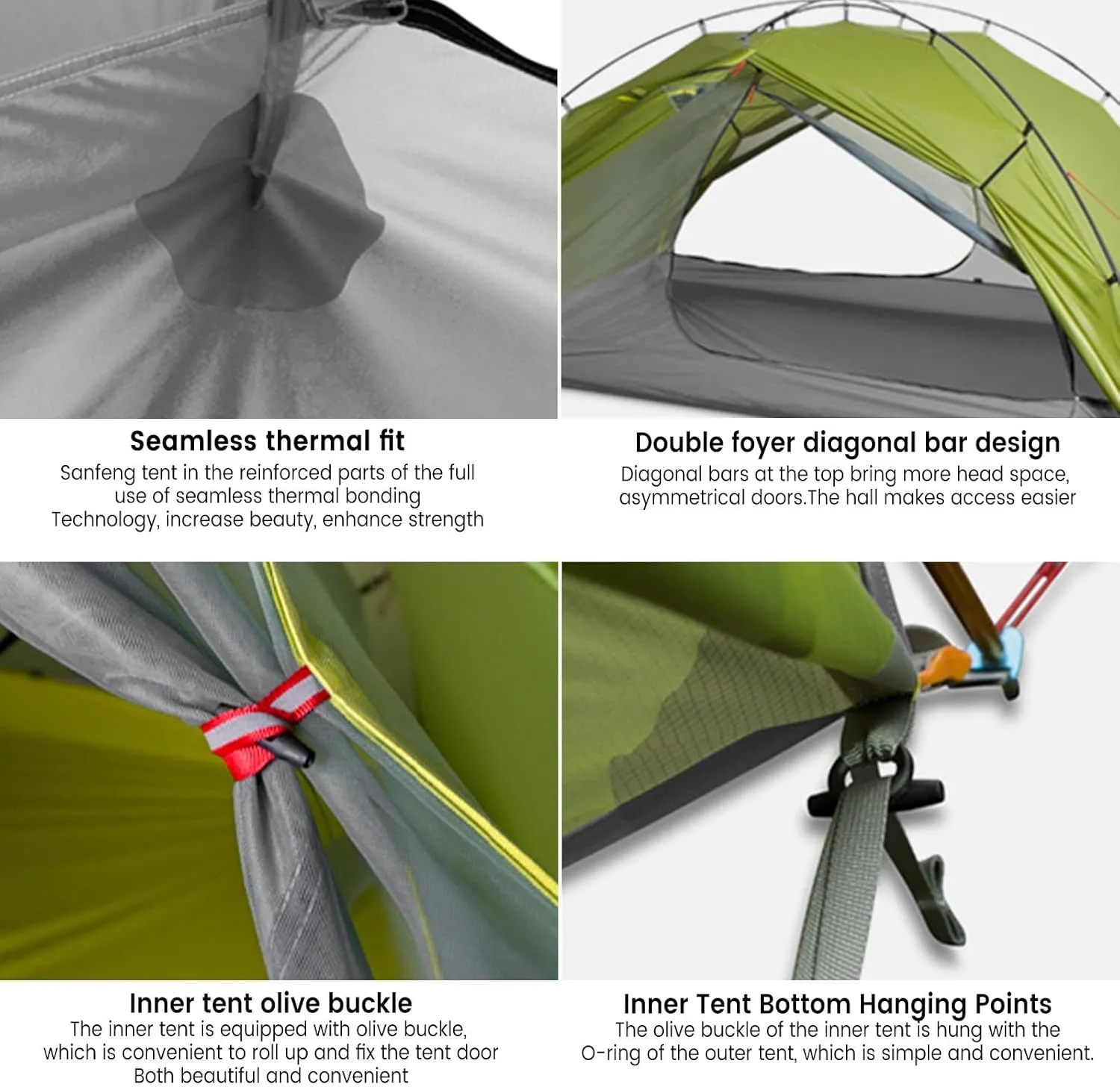 Tai Chi 2 Ultralight Tent, Bivvy Ground Tent for 2 Person Rainproof Windproof 3/4 Camping Tents Season for Outdoor, Camping, Trekking, Kayaking, Climbing, Hiking, Fishing, Hunting