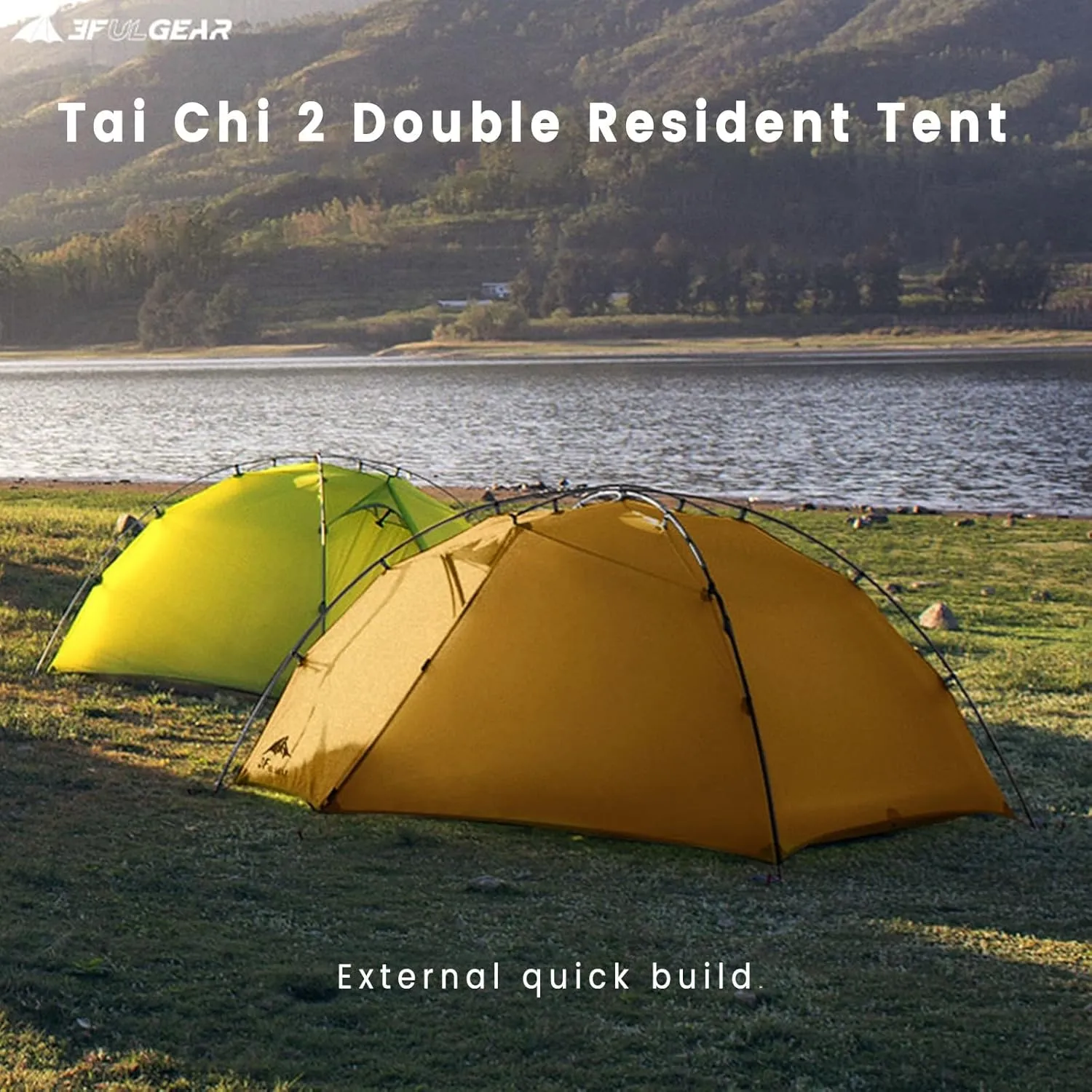 Tai Chi 2 Ultralight Tent, Bivvy Ground Tent for 2 Person Rainproof Windproof 3/4 Camping Tents Season for Outdoor, Camping, Trekking, Kayaking, Climbing, Hiking, Fishing, Hunting
