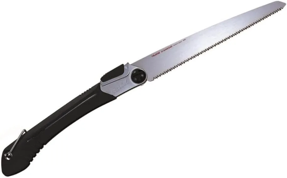 TAJIMA Pull-Stroke Saw - 210 mm x 9 TPI Japanese Flush Cut Hand Saw with Multi-Position Blade & Elastomer Folding Handle - GK-G210
