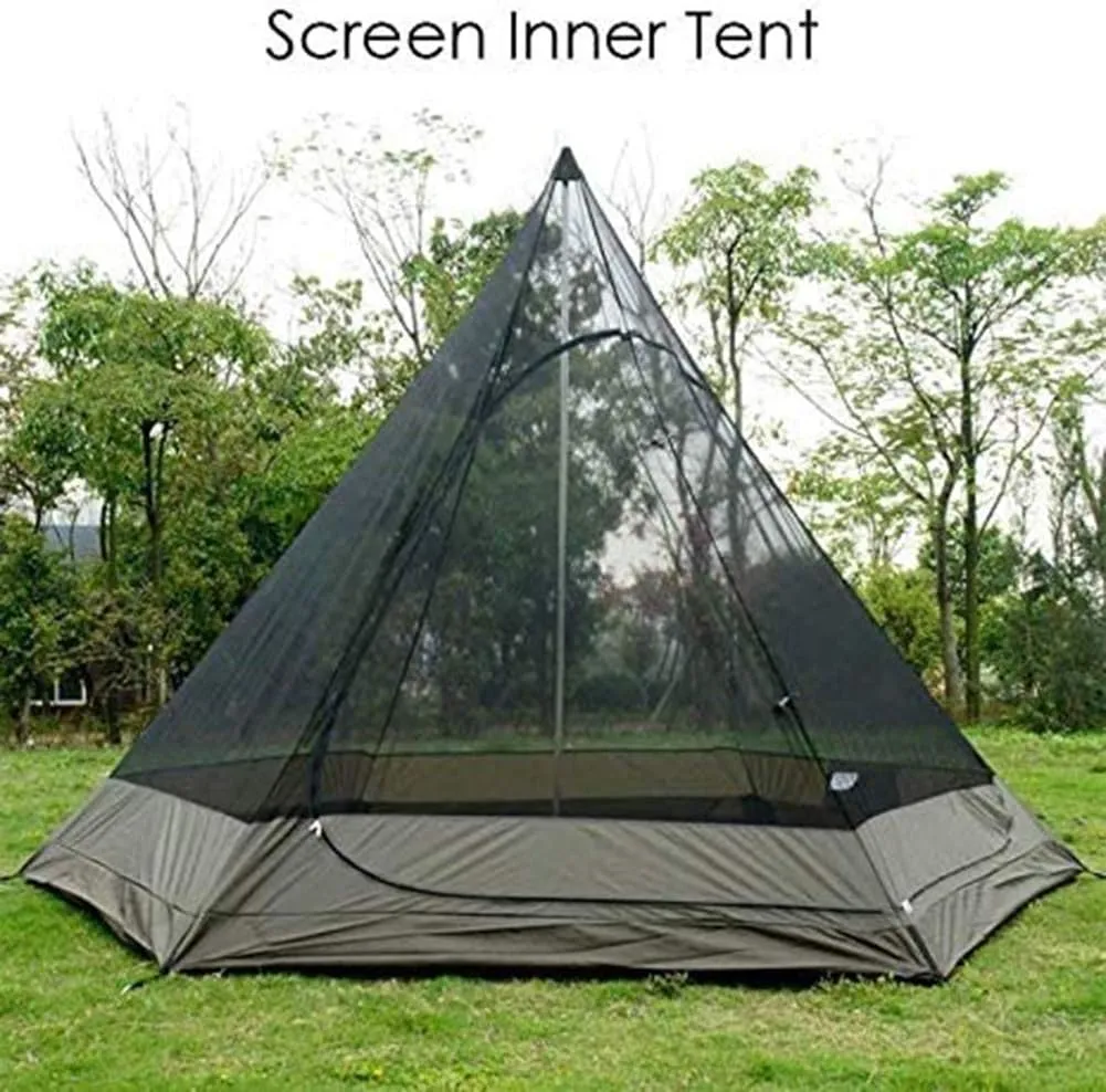 Teepee Waterproof Double Layers Outdoor Tent Thickened Camping Family Tent Pyramids Indian Tent with Fixed Groundsheet Suitable for Wild Camping and Hunting