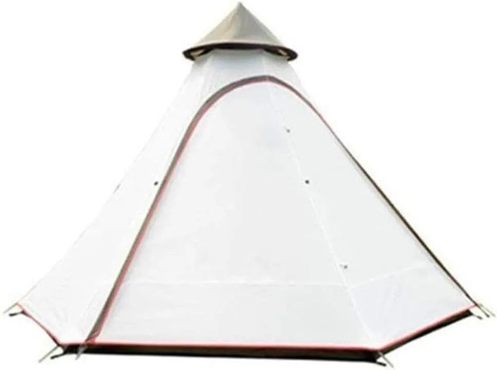 Teepee Waterproof Double Layers Outdoor Tent Thickened Camping Family Tent Pyramids Indian Tent with Fixed Groundsheet Suitable for Wild Camping and Hunting