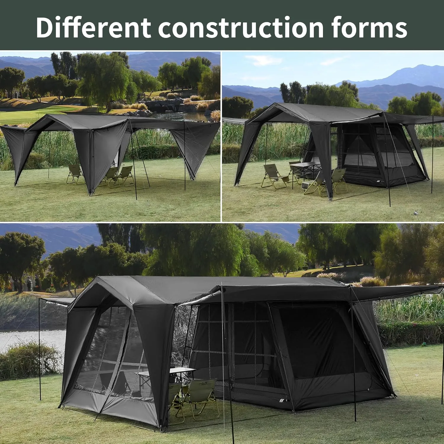 Tents 4/6/8/12 Person, Easy Setup Waterproof Camping Tent with Rainfly, Portable Double Layer Large Family Tent for Camping Backyard Outdoor &Hiking