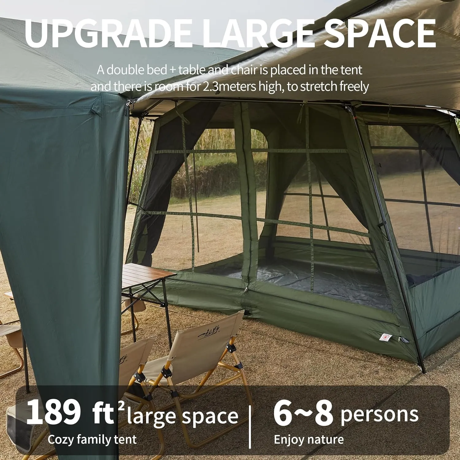 Tents 4/6/8/12 Person, Easy Setup Waterproof Camping Tent with Rainfly, Portable Double Layer Large Family Tent for Camping Backyard Outdoor &Hiking