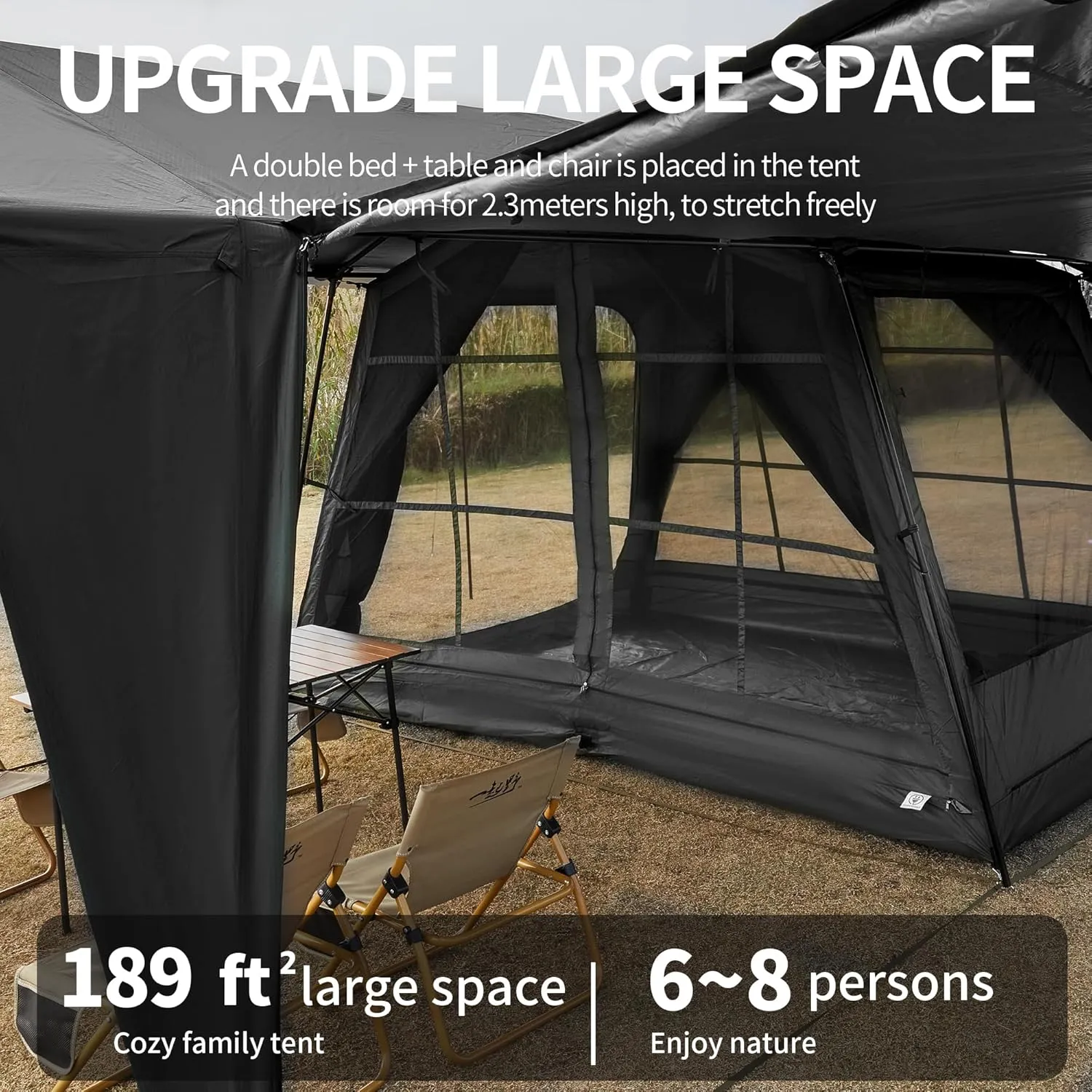 Tents 4/6/8/12 Person, Easy Setup Waterproof Camping Tent with Rainfly, Portable Double Layer Large Family Tent for Camping Backyard Outdoor &Hiking