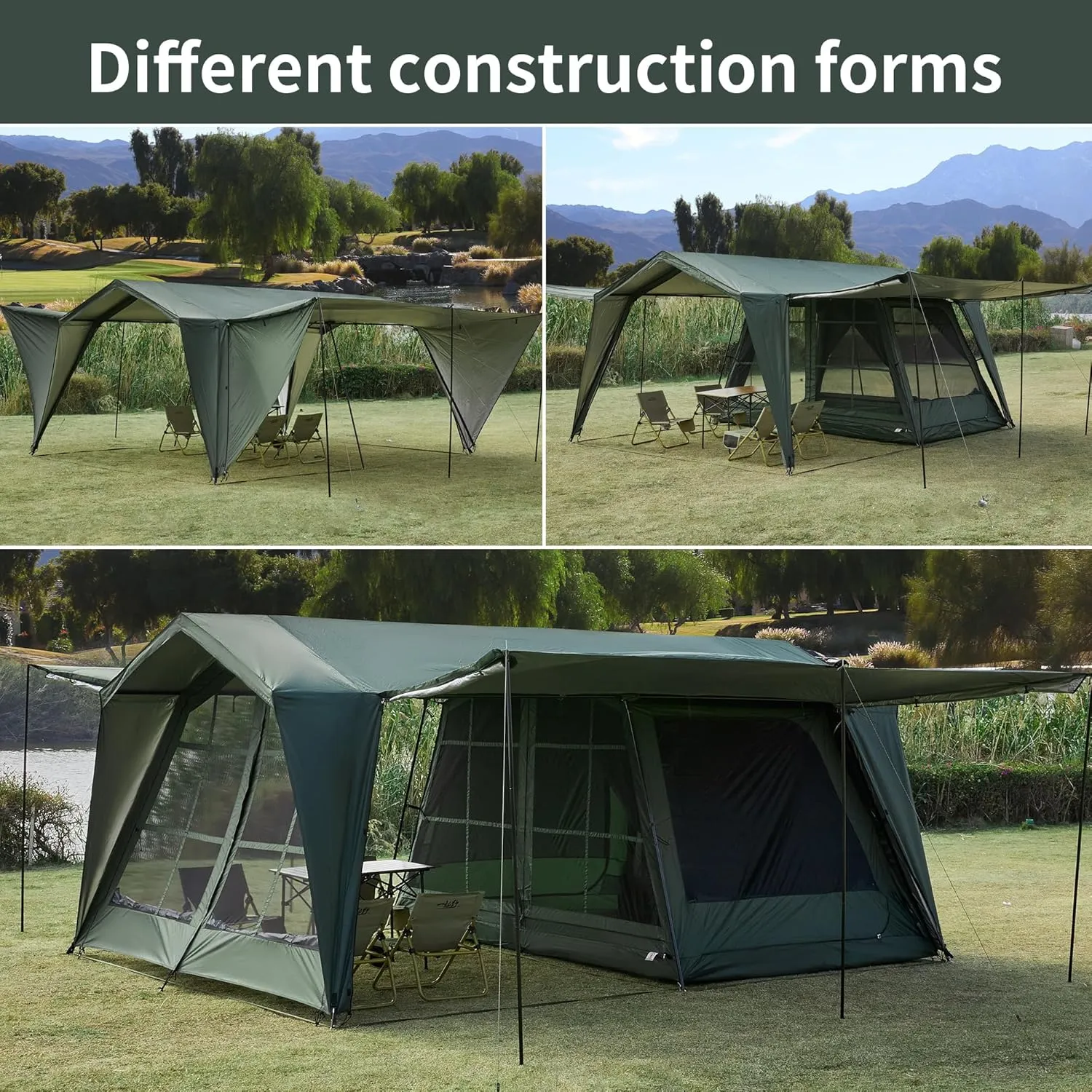 Tents 4/6/8/12 Person, Easy Setup Waterproof Camping Tent with Rainfly, Portable Double Layer Large Family Tent for Camping Backyard Outdoor &Hiking