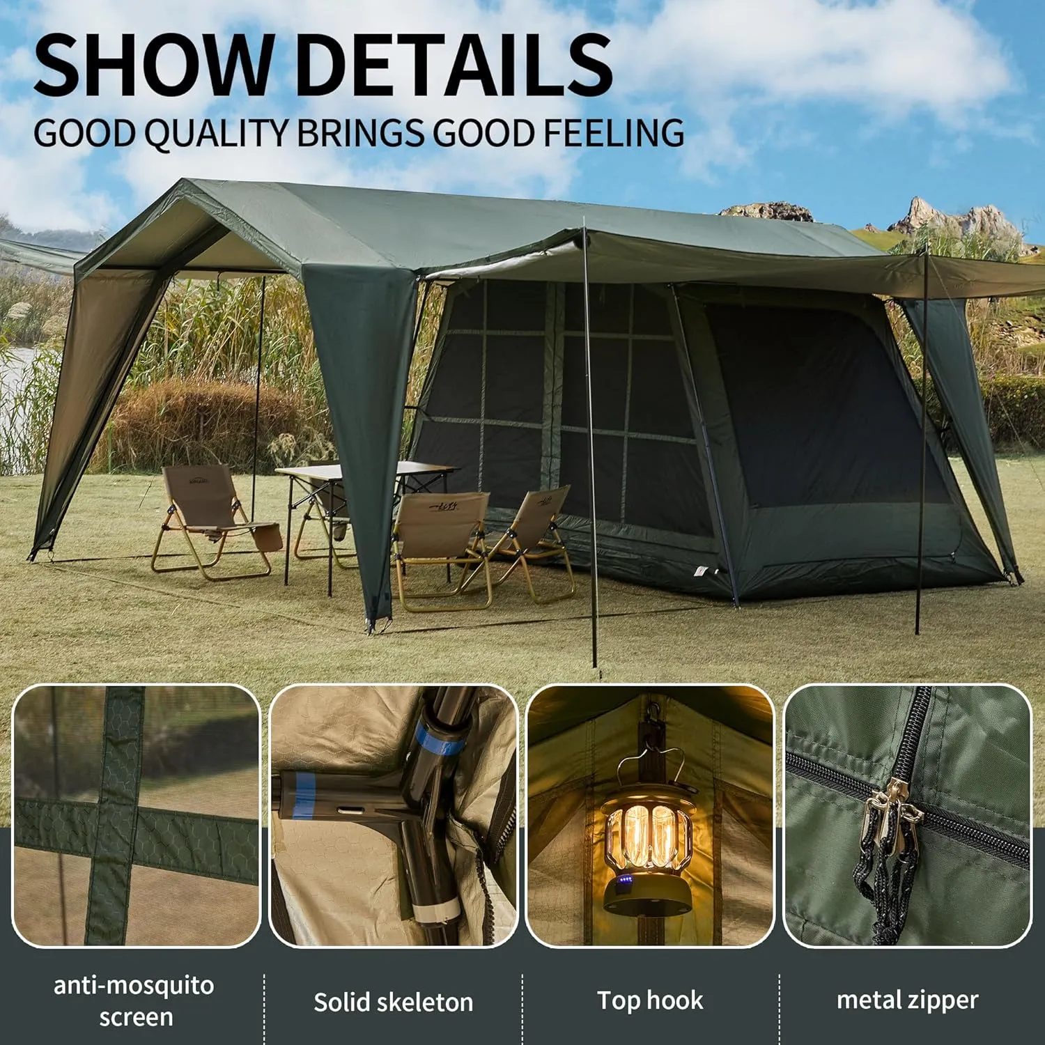 Tents 4/6/8/12 Person, Easy Setup Waterproof Camping Tent with Rainfly, Portable Double Layer Large Family Tent for Camping Backyard Outdoor &Hiking