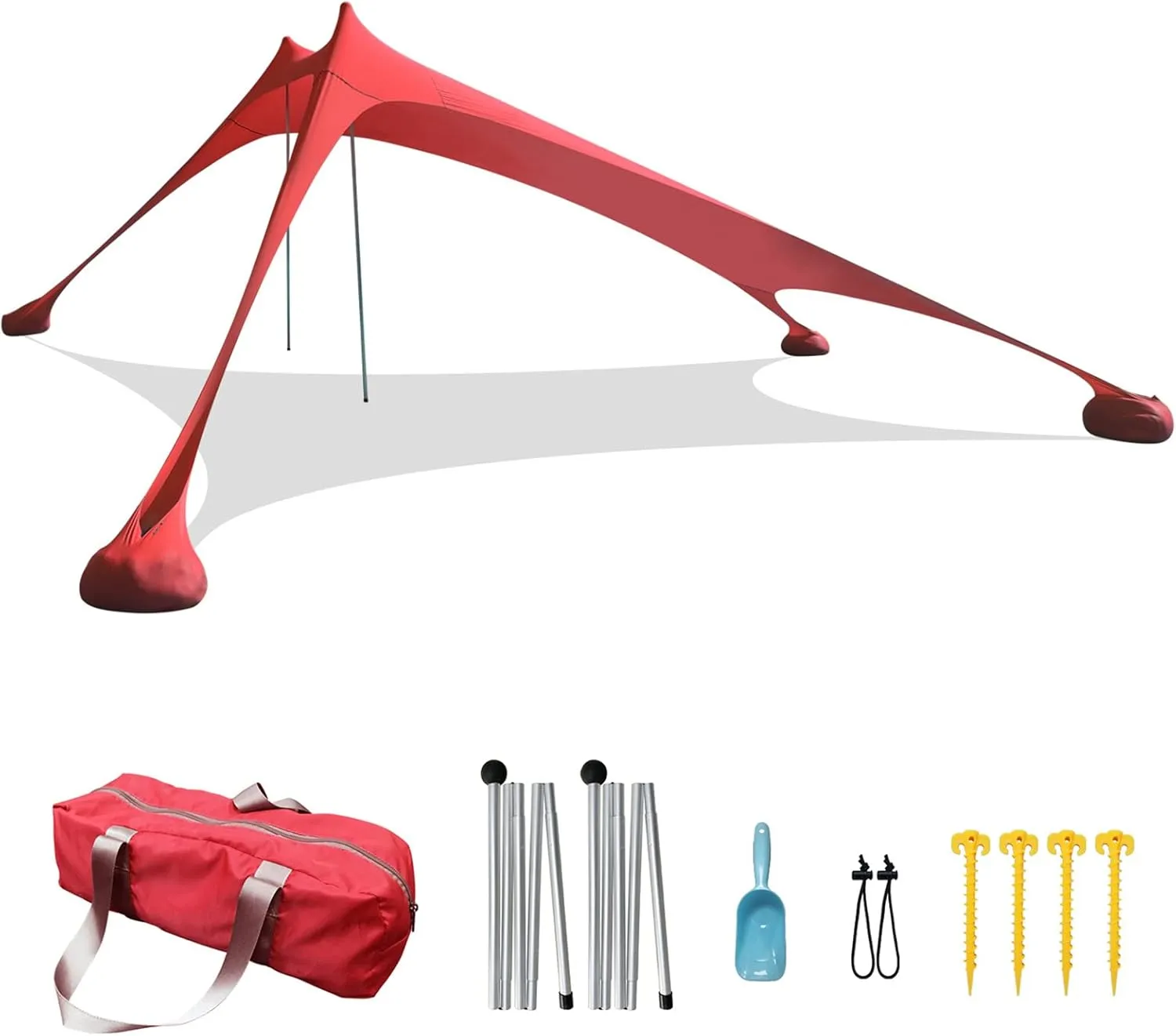 Tents Beach Tent with Sand Anchor, Portable Canopy Sunshade - 2.1m x 2.1m - Reinforced Corners, Camping Tarp Sun Shelter w/Sand Shovel Carrying Bag,F