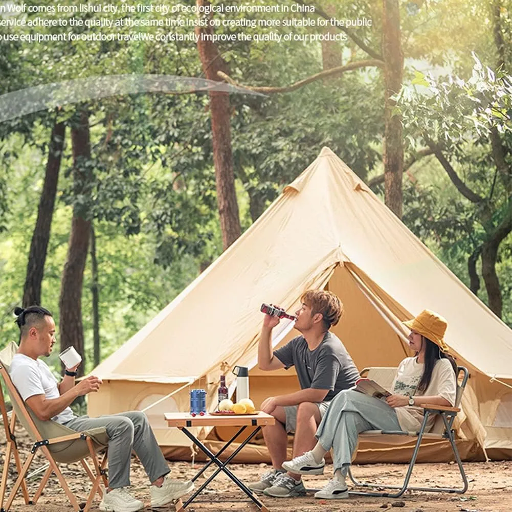 Tents Canvas Bell Tent - Camping Teepee Tents 4-6 Person - Family Outdoor 3 Season with Stove Hole Yurt Tent (Color : Cotton Cloth, Size : 500X500X300CM)