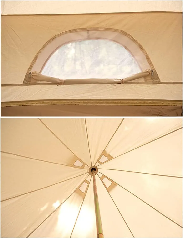 Tents Canvas Bell Tent - Camping Teepee Tents 4-6 Person - Family Outdoor 3 Season with Stove Hole Yurt Tent (Color : Cotton Cloth, Size : 500X500X300CM)
