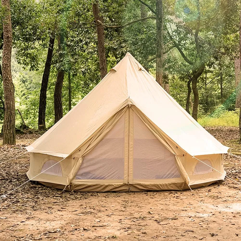Tents Canvas Bell Tent - Camping Teepee Tents 4-6 Person - Family Outdoor 3 Season with Stove Hole Yurt Tent (Color : Cotton Cloth, Size : 500X500X300CM)
