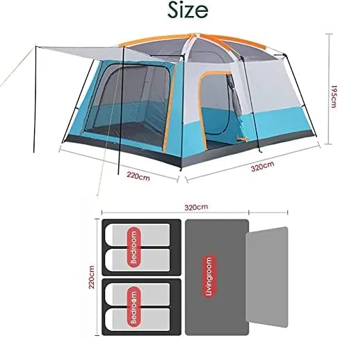 Tents for Camping with Porch, Instant Tent Automatic Glamping Tent, Waterproof Windproof Easy Set Up in Few Minutes Ideal for Family Car Trip, Festival Gathering and Picnic (Blue 3