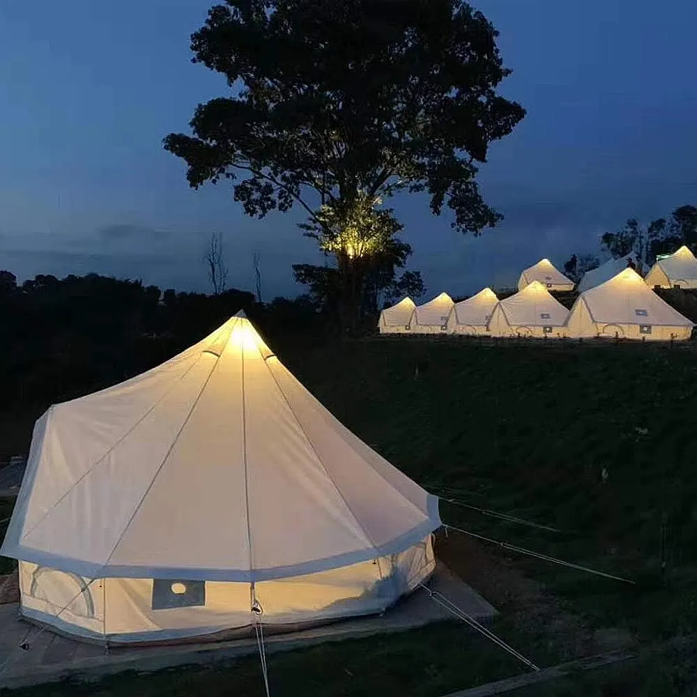 Tents Round Bell Tent Canvas Yurt Tent with Zipped Groundsheet, 4 Season Large Family Teepee Tents for Family Outdoor Camping, Diameter 3M/4M/5M/6M Cotton/Canvas (Color : 3m/9.84ft)