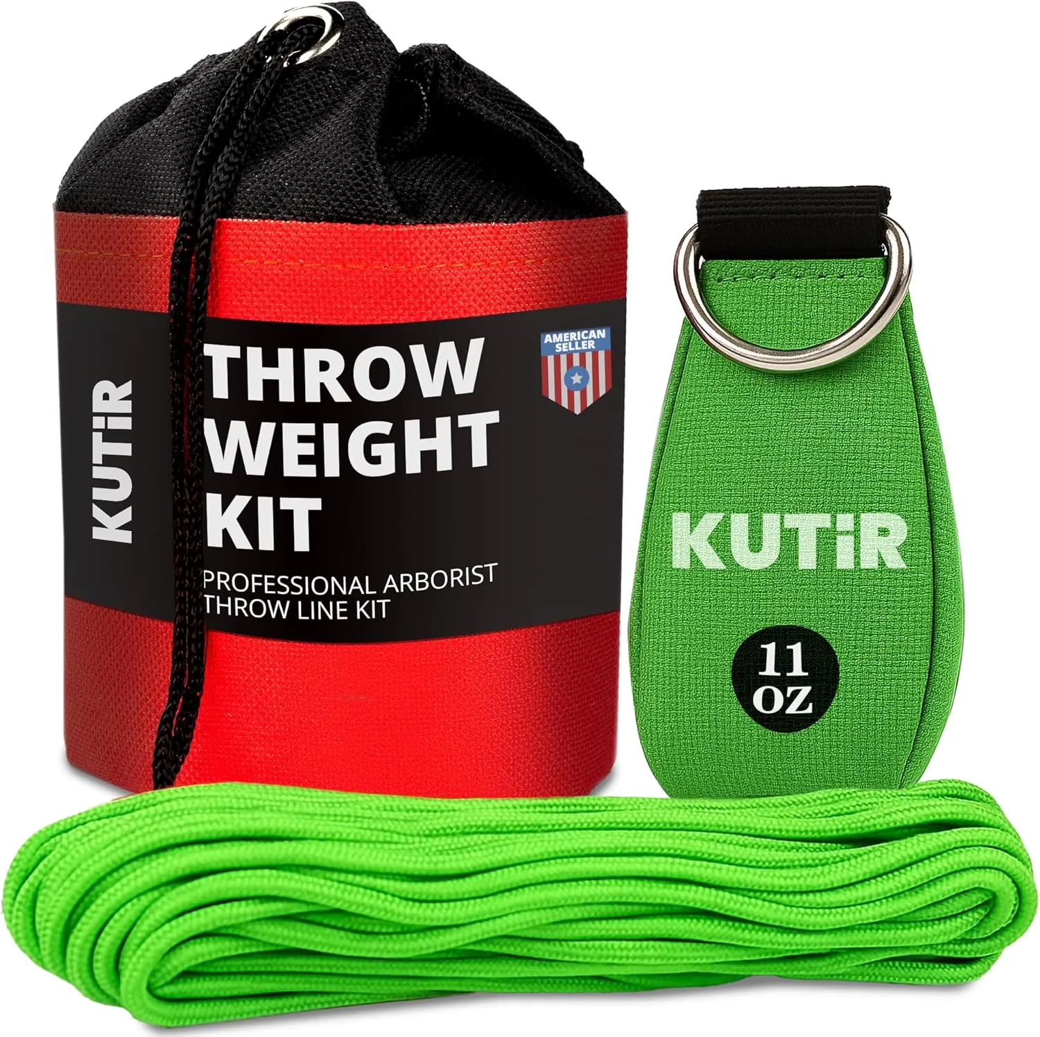 Throw Weight and Line Kit with Storage Bag 11 OZ 600D Pouch, 150 Foot Polyethylene Easter Rope for Arborists, Suitable for Tree Climbing, High Limb Throwing