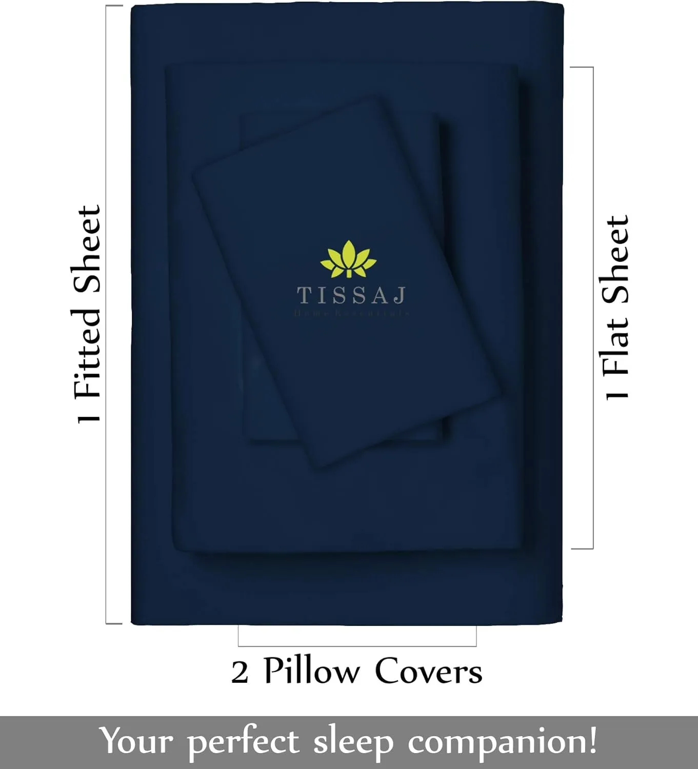 Tissaj Organic Cotton Sheets Cal King Size – Navy Blue – GOTS Certified – Durable Quality – Extra Deep Pockets & Secure Fit – Hotel Quality Sheets – Sateen Weave – with Carry Pouch – Set of 4