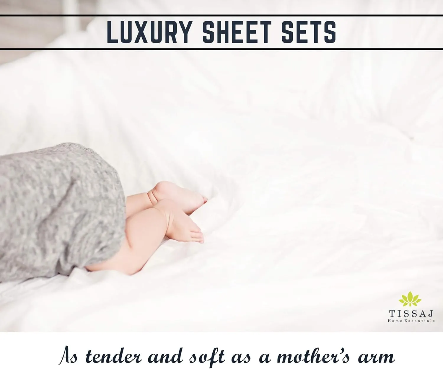 Tissaj Organic Cotton Sheets Twin XL – Cloud Grey – GOTS Certified – Durable Luxury Quality – Extra Deep Pockets & Secure Fit – Premium Bedding – Sateen Weave – with Carry Pouch – Set of 3
