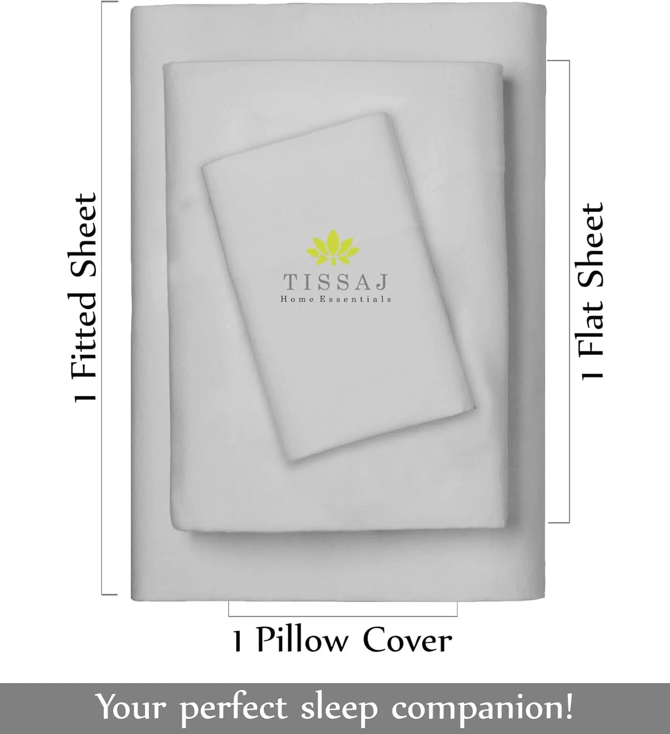 Tissaj Organic Cotton Sheets Twin XL – Cloud Grey – GOTS Certified – Durable Luxury Quality – Extra Deep Pockets & Secure Fit – Premium Bedding – Sateen Weave – with Carry Pouch – Set of 3