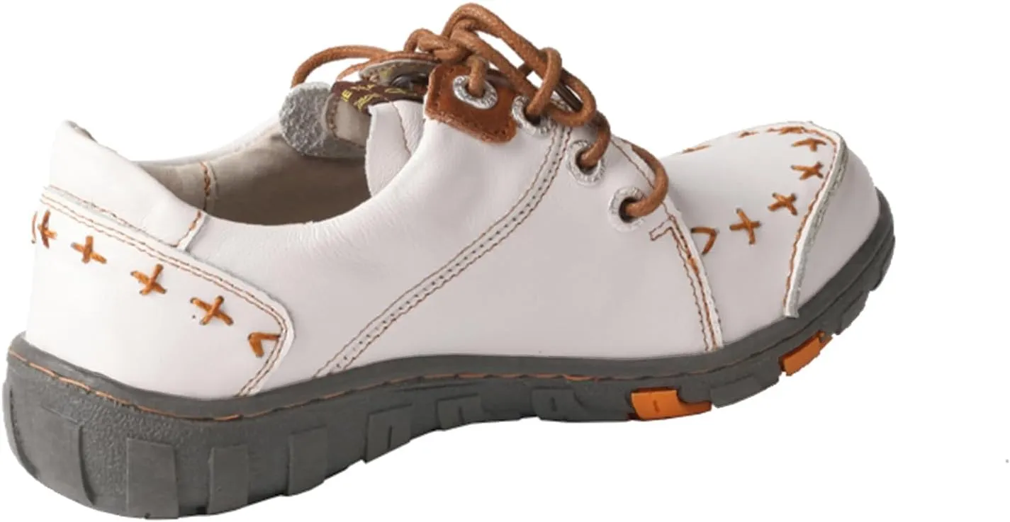 TMA EYES Women's Leather Non-Slip lace-up Leather Fashion Shoes Flats Comfortable with Hand-Stitched Design