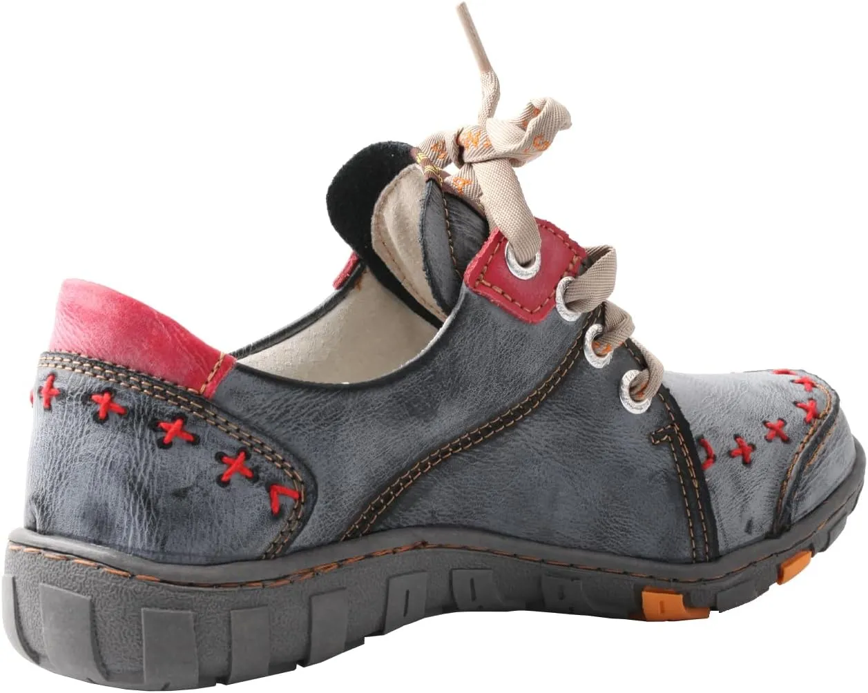 TMA EYES Women's Leather Soft Sole lace-up Fashion Shoes with Hand-Stitched Design