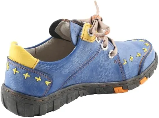 TMA EYES Women's Leather Soft Sole lace-up Fashion Shoes with Hand-Stitched Design